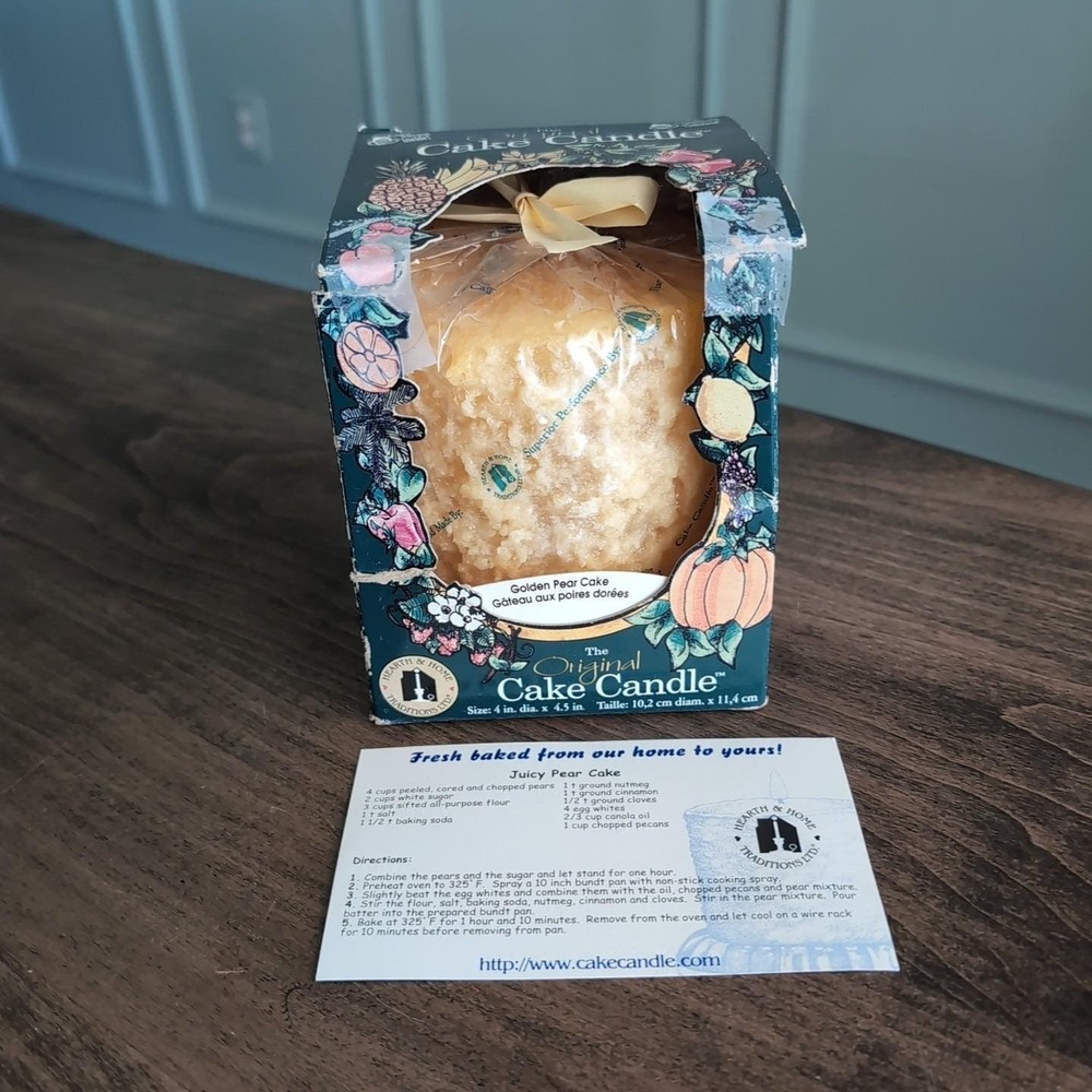 Lumi-Lite The Original Cake Candle Hearth & Home Golden Pear Cake 2001 w/Recipe